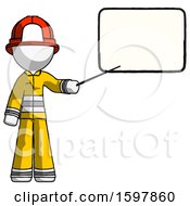 Poster, Art Print Of White Firefighter Fireman Man Giving Presentation In Front Of Dry-Erase Board