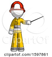 Poster, Art Print Of White Firefighter Fireman Man Teacher Or Conductor With Stick Or Baton Directing