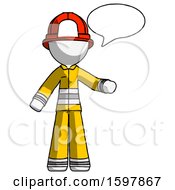 Poster, Art Print Of White Firefighter Fireman Man With Word Bubble Talking Chat Icon