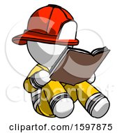 White Firefighter Fireman Man Reading Book While Sitting Down