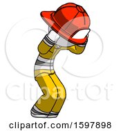 White Firefighter Fireman Man With Headache Or Covering Ears Turned To His Right