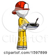 Poster, Art Print Of White Firefighter Fireman Man Holding Noodles Offering To Viewer