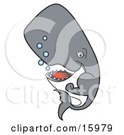 Happy Sperm Whale With Bubbles Clipart Illustration by Andy Nortnik
