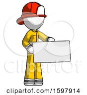 Poster, Art Print Of White Firefighter Fireman Man Presenting Large Envelope