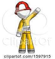 White Firefighter Fireman Man Waving Emphatically With Left Arm