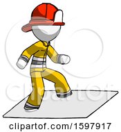 Poster, Art Print Of White Firefighter Fireman Man On Postage Envelope Surfing