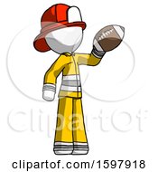 Poster, Art Print Of White Firefighter Fireman Man Holding Football Up