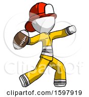 Poster, Art Print Of White Firefighter Fireman Man Throwing Football