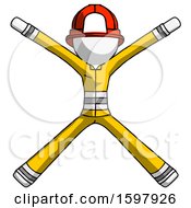 Poster, Art Print Of White Firefighter Fireman Man With Arms And Legs Stretched Out