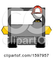 Poster, Art Print Of White Firefighter Fireman Man Driving Amphibious Tracked Vehicle Front View