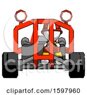Poster, Art Print Of White Firefighter Fireman Man Riding Sports Buggy Front View