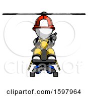 Poster, Art Print Of White Firefighter Fireman Man Flying In Gyrocopter Front View