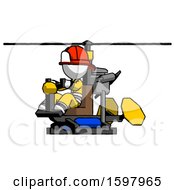 Poster, Art Print Of White Firefighter Fireman Man Flying In Gyrocopter Front Side Angle View