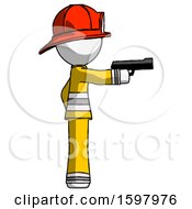 Poster, Art Print Of White Firefighter Fireman Man Firing A Handgun