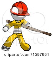 Poster, Art Print Of White Firefighter Fireman Man Bo Staff Action Hero Kung Fu Pose