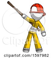 Poster, Art Print Of White Firefighter Fireman Man Bo Staff Pointing Up Pose
