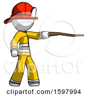 Poster, Art Print Of White Firefighter Fireman Man Pointing With Hiking Stick