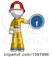 Poster, Art Print Of White Firefighter Fireman Man Holding A Large Compass