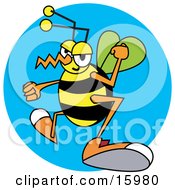 Grumpy Wasp With Clenched Fists Clipart Illustration