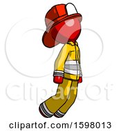 Poster, Art Print Of Red Firefighter Fireman Man Floating Through Air Right