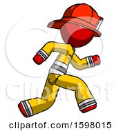 Red Firefighter Fireman Man Running Fast Right