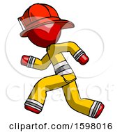 Red Firefighter Fireman Man Running Fast Left