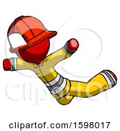 Poster, Art Print Of Red Firefighter Fireman Man Skydiving Or Falling To Death