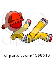 Poster, Art Print Of Red Firefighter Fireman Man Falling Backwards