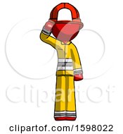 Poster, Art Print Of Red Firefighter Fireman Man Soldier Salute Pose