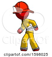 Poster, Art Print Of Red Firefighter Fireman Man Suspense Action Pose Facing Left
