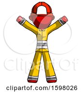 Poster, Art Print Of Red Firefighter Fireman Man Surprise Pose Arms And Legs Out