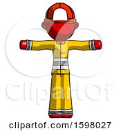 Poster, Art Print Of Red Firefighter Fireman Man T-Pose Arms Up Standing