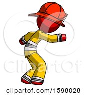 Poster, Art Print Of Red Firefighter Fireman Man Sneaking While Reaching For Something