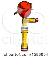 Poster, Art Print Of Red Firefighter Fireman Man Pointing Right