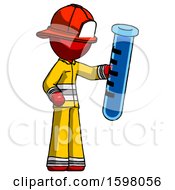 Poster, Art Print Of Red Firefighter Fireman Man Holding Large Test Tube
