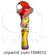 Poster, Art Print Of Red Firefighter Fireman Man Thinking Wondering Or Pondering