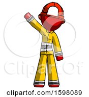 Red Firefighter Fireman Man Waving Emphatically With Right Arm