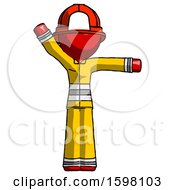 Poster, Art Print Of Red Firefighter Fireman Man Directing Traffic Right