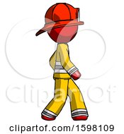 Red Firefighter Fireman Man Walking Right Side View