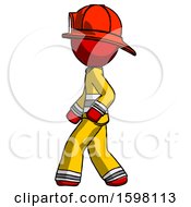 Poster, Art Print Of Red Firefighter Fireman Man Walking Left Side View