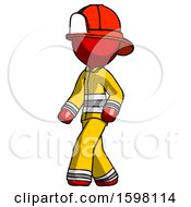 Poster, Art Print Of Red Firefighter Fireman Man Man Walking Turned Left Front View
