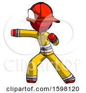 Poster, Art Print Of Red Firefighter Fireman Man Martial Arts Punch Left