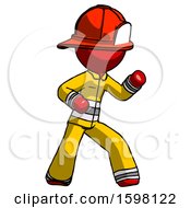 Poster, Art Print Of Red Firefighter Fireman Man Martial Arts Defense Pose Right