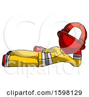 Poster, Art Print Of Red Firefighter Fireman Man Reclined On Side