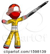 Poster, Art Print Of Red Firefighter Fireman Man Demonstrating That Indeed The Pen Is Mightier
