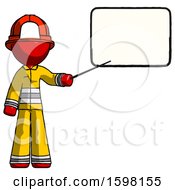 Poster, Art Print Of Red Firefighter Fireman Man Giving Presentation In Front Of Dry-Erase Board