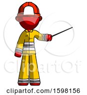 Poster, Art Print Of Red Firefighter Fireman Man Teacher Or Conductor With Stick Or Baton Directing