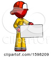 Poster, Art Print Of Red Firefighter Fireman Man Presenting Large Envelope