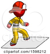 Poster, Art Print Of Red Firefighter Fireman Man On Postage Envelope Surfing