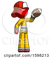 Poster, Art Print Of Red Firefighter Fireman Man Holding Football Up